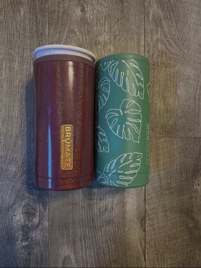 Insulated Tumbler - Burgundy Glitter & Green Leaf